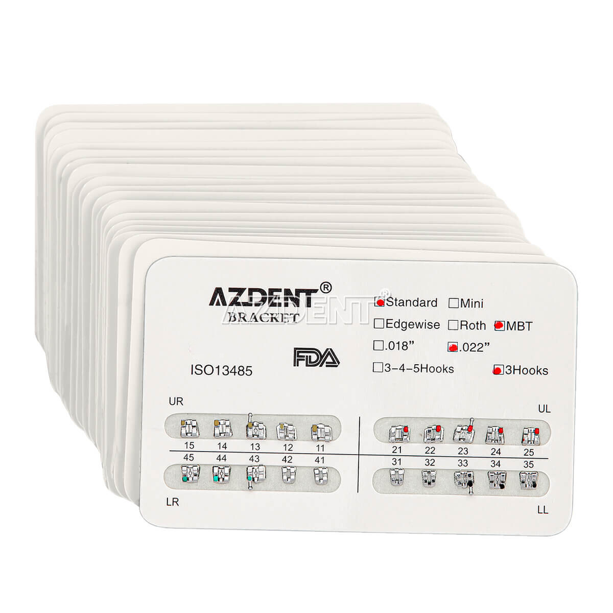 50 Supports Orthodontiques Brackets Mini/standard MBT/Roth 0.22/0.18 - AZDENT