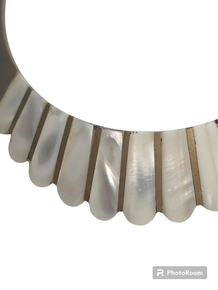 Unbranded Mother-of-Pearl And Brass Cleopatra Collar 2 And 3/4" Opening - Image 2 of 4