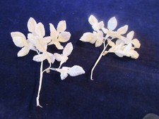 Vintage Millinery Flower Leaf Spray White Velvet 2pc Lot B119