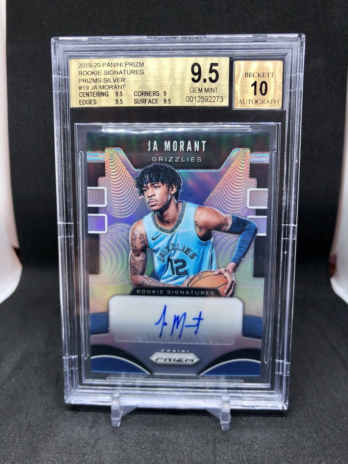 2019-20 Ja Morant Prizm Silver Rookie Signatures BGS 9.5/10 AUTO