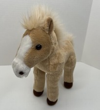 Aurora Plush Horse Tan Brown White Face Fuzzy Mane Tail 10" Stuffed Animal Pony