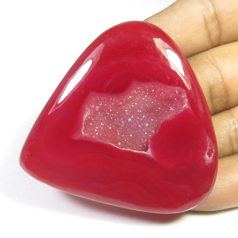 Geoda de ónix natural Druzy Cabs 53x53 mm ónix rojo ágata corazón gemas 131 cts OND-1273 Foto 2 de 4