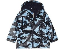 JOULES UK Skipper Hooded Rain Coat BLUE SHARK Jacket size 2 Y or 5 Y  60 NWT