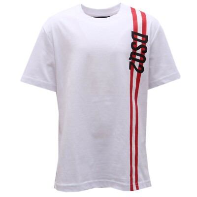 9974AG maglia bimbo BOY DSQUARED2 white printed cotton t-shirt