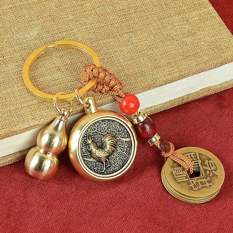 Llavero Feng Shui Llavero Calabaza Latón Zodiaco Chino Feng Shui Llavero de la Suerte Foto 4 de 4