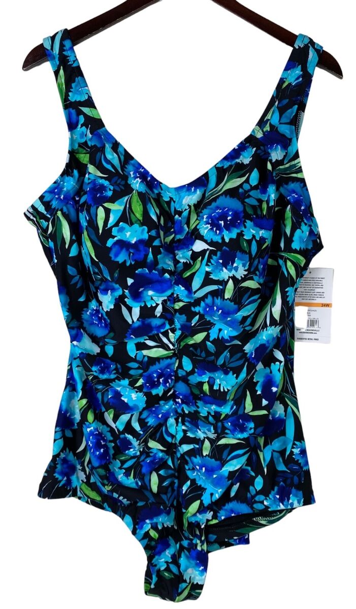 New Maxine Of Hollywood 24W 3X Swimsuit One Pc. Floral