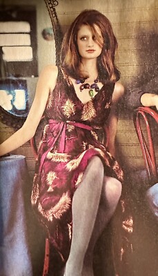 saja silk dress Anthropologie Saja Silk Dress 6 Purple Midi Grand Salon Vintage 2005  Feather
