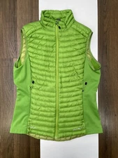 Eddie Bauer Womens S Green Goose Down Puffer Vest Jacket Quilted Zip Softshell