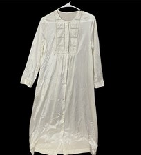 Vtg Gossard Artemis Small Ivory Nightgown Long Sleeve Eyelets Lace USA Wedding