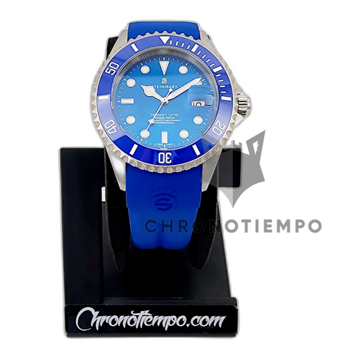 STEINHART RUBBER SILICONE BAND STRAP BLUE 22MM OCEAN 42 44 CLASP STEEL 211-1339 - Picture 5 of 8