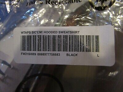 Supreme WTAPS Sic'em! Hooded Sweatshirt Black Size Large NWT NEW