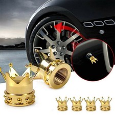 4pcs Gold Crown Car Wheel Tire Tyre Valve Dust Caps Covers Universal Accessories