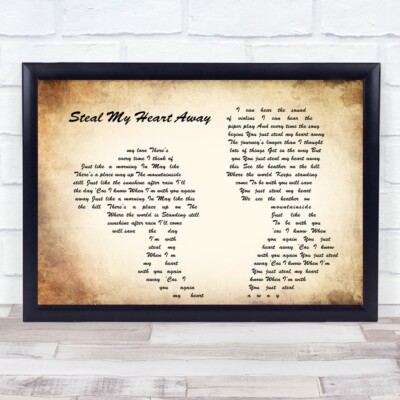 Steal My Heart Away Mann Dame Paar Lied Text Zitat Druck