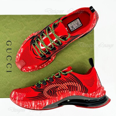 NEW GUCCI Run GG Logo Red/Black Men s Low Top Sneakers Size G 9.5 US 10 Authent