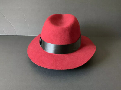 Delux Size Os (57cm) 100% Wool Fedora red Burgundy hat