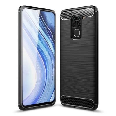 Handyhülle Schutz Case für Xiaomi Redmi Note 9 Cover Bumper Carbon Etui Schwarz