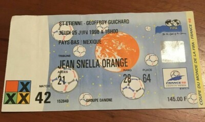 FRANCE98 オランダvsメキシコ チケット半券 Ticket Netherlands - Mexico WORLD CUP France 1998 #42 | eBay
