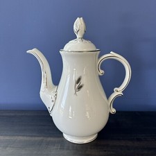 Rare Fukagawa Arita China Large Tea Coffee Pot Silver Trim Hand Painted 928