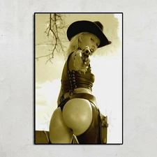 Pursuit Pinup Girl Sexy Cowgirl Farm Ranch Man Cave Wall Decor Poster No Frame