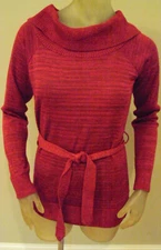 NWT AB Studio RED METALLIC Cowl Neck Sweater Womens Medium M 