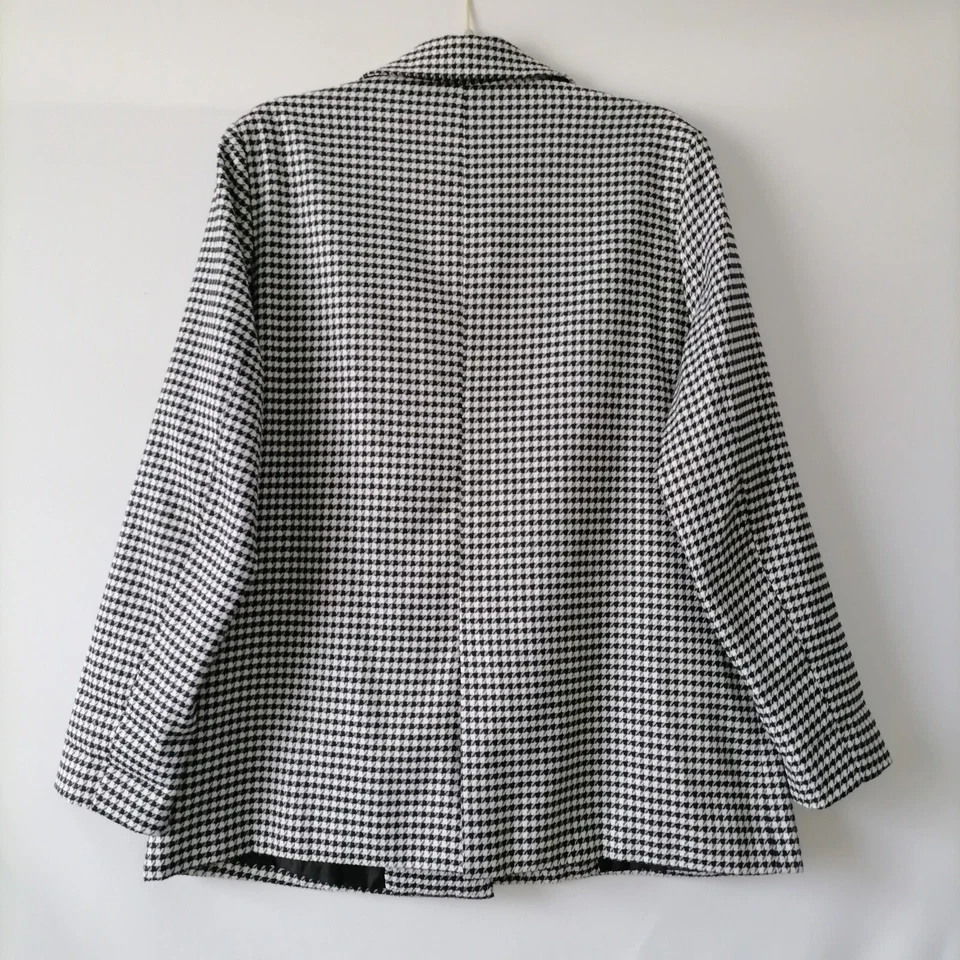 无品牌黑色-白色千鸟格单排扣单扣西装外套,尺寸 L — 第 4/4 张图片