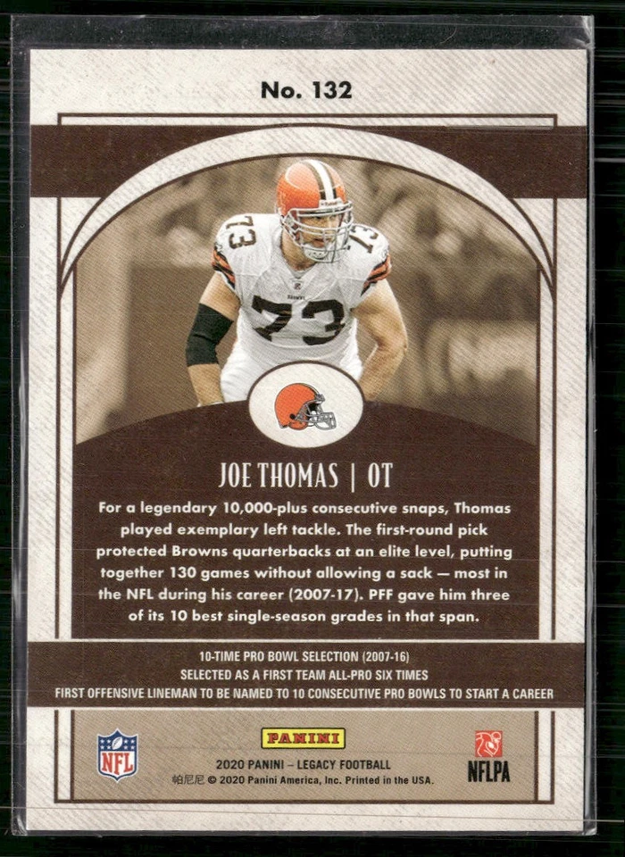 2020 Panini Legacy #132 Joe Thomas Orange #/199 - Image 2 of 2
