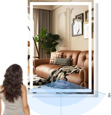 32"L X 24"W Modern Rectangular Frameless Wall Mount Smart LED Mirror with Auto B