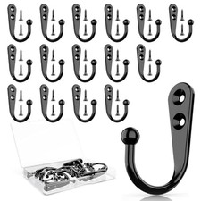15 Pcs Black Coat Hooks - Wall Hooks for Closet Hanging, 15pcs hook + Black