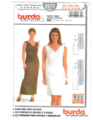 Burda Basic 2672 Sewing Pattern Misses Fitted Dress Easy 2 Styles 10-20 Plus