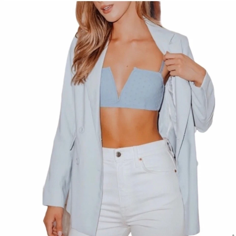 NUEVO CON ETIQUETAS Free People Sierra Bandeau Azul Punto Suizo Malla La Lluvia Mujer’s Talla Pequeña Foto 4 de 4