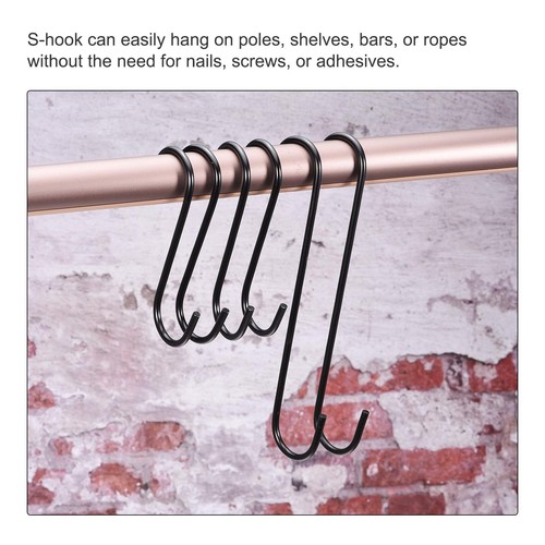 2Pcs S Hanging Hooks 12inch Extra Long Steel Hanger Multiple Use Black - 第 5/6 張圖片