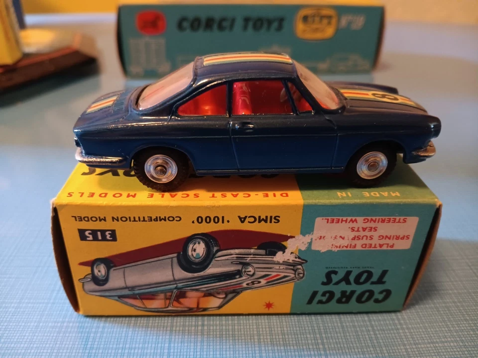 corgi toys simca 1000 coupé competition boite origine 315,trés rare couleur bleu - Photo 4/4
