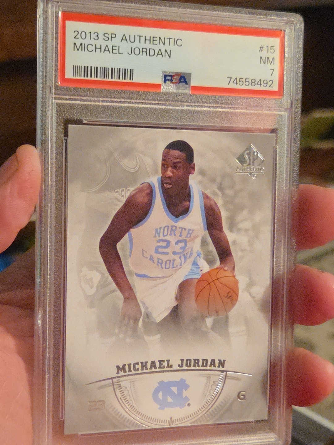 PSA GRADED NM 7!! 2013 SP AUTHENTIC - MICHAEL JORDAN #15 NORTH CAROLINA UNC