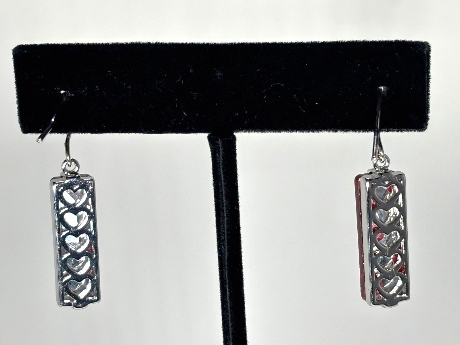 Faceted Red Crystal long rectangle dangle earring… - image 6