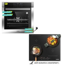 KB-ELEMENTS Herdset Einbaubackofen 60cm + 60cm Kratzfestes Induktionskochfeld