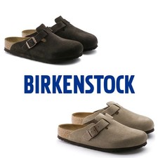 NWT Birkenstock Boston Soft Footbed Suede Leather Clog Taupe Mink Mocha Black