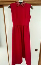Valentino Sleeveless Dress 40 Wool Silk Red 2-Way Flare Excellent Cond
