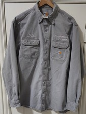 Carhartt FR LS XL Button Down Gray Work Wear Shirt FRS160 GRY Cat 2 NFPA 2112