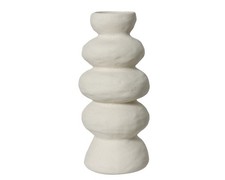 Skulpturale Vase 30x13,5cm Steingut Tischvase Blumenvase Dekovase Matt Weiß