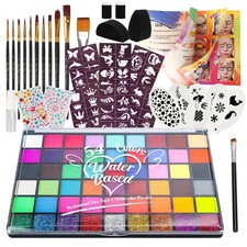 54 Color Face Painting Kit 7.8in 5in 0.5in, 54 Colors With Brush Set