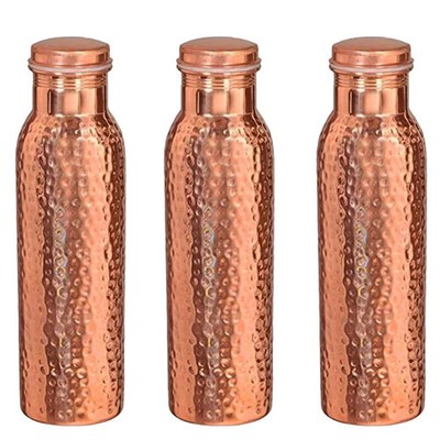 Pure Copper Water Bottle Set of 3, 34 Oz each Free Shipping