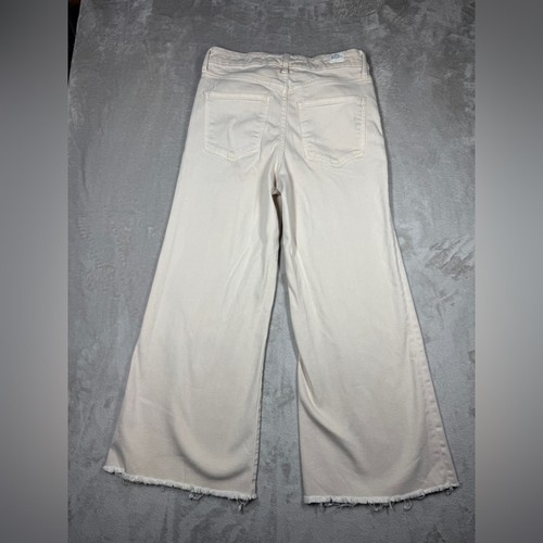 Frank & Eileen Galway Gaucho Natural Denim Cream Cropped Flare Pants Size 26 - Picture 12 of 16