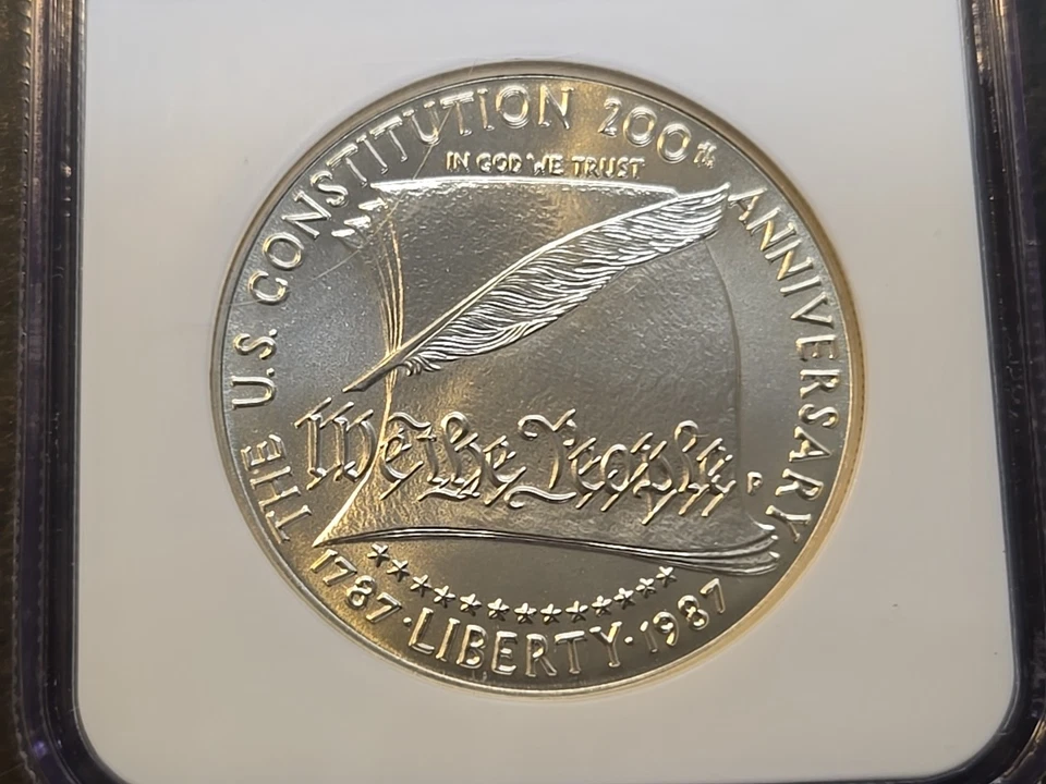 1987 P Constitution Commemorative Silver Dollar NGC MS69 MS 69 - Image 2 of 4
