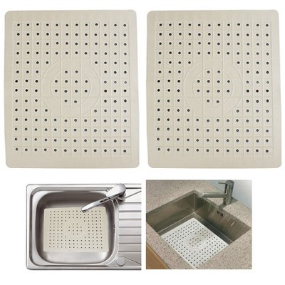 2 Pack Kitchen Sink Mat Drain Pad Protector 10'' x 12'' Non-Slip Rubber Durable