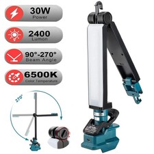 30W 2400LM Clip on Flashlight LED Work Light for Makita 18V Lithium-ion Battery
