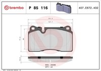 Brembo Bremsbelagsatz Scheibenbremse Prime P 85 116 FüR VW Ferrari Touareg 7P5