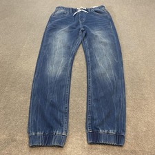 Levis Jogger Jeans Boys Large Blue Denim Elastic Waist Cuffed Pants Youth 12-13