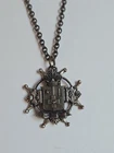 Vintage Heraldic Crest Pendant Necklace Silver Tone Costume Jewelry