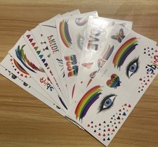 Pride Temporary Face Tattoos LGBT 10 Pack New