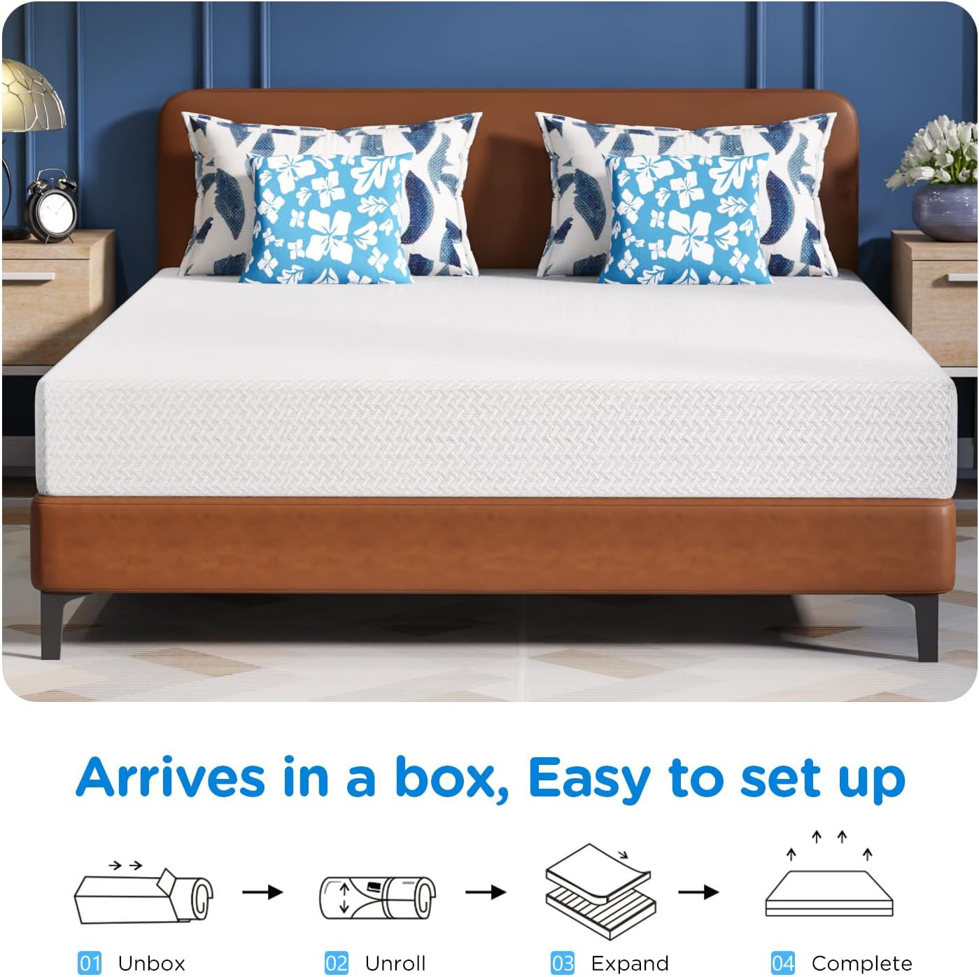 5" Green Tea Memory Foam Mattress - Medium-Firm, Pressure Relief, Queen Size